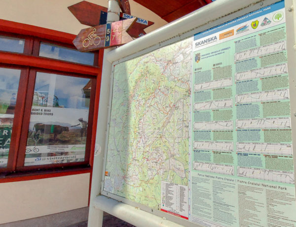 Harta traseelor de cicloturism din Parcul Național Piatra Craiului